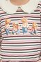 Baby Collar Striped Teddy Bear Printed Sweatshirt for Baby Girls I7726A526WN - 3