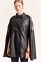Leather Look A-Line High-Neck Double-Breasted Buttoned Cape Coat I2469Ax26Au
