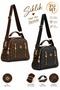 Women's Patterned Daily Crossbody Bag – Brown-Black with Gold Zipper Detail