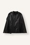 Leather Look A-Line High-Neck Double-Breasted Buttoned Cape Coat I2469Ax26Au - 5
