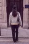 Women's Striped Polo Collar Zipper Detailed Contrast Spanish Sleeve Knitwear Sweater - 3