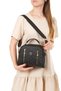 Women's Patterned Hand and Shoulder Bag Daily Crossbody Bag – Brown and Black with Gold Zipper Detail - 3