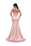 Vs-1240 Leia Powder Pink Satin Slit Maxi Dress with Thin Straps - 2