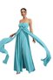 Vs-1127 Vasilia Turquoise Strapless Chiffon Cape Detailed Maxi Evening Dress - 3