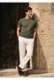 Khaki Plain Crew Neck Cotton Blend T-Shirt - 2