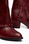 Women's Pointed Toe Burgundy Leather Detailed Heeled Boots - 3