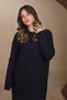 Women's Maxi Length Hair Knitted Embossed Textured Hijab Knitwear Dress 8501 Navy Blue - 2