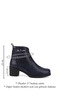 Women's Navy Blue Antique Zippered Thick Heeled Genuine Leather Boots - 3