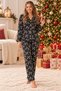 Women's Bow Printed Milan Knitted Lisbon Buttoned Pajama Set - 2