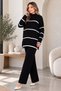 Ribbed Striped Knitwear Set H25301 Black - 3