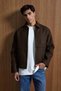 Men's Relax Fit Premium Melton Jacket Coat Brown - 3