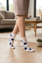 3-Piece White Women's Cotton Patterned Seamless Towel Sole Booties Socks - Premium - 5
