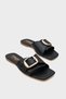 Kathy Metal Buckle Flat Heeled Blunt Toe Women's Slippers