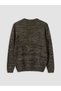 Nevavm Farkıyla Lcwaikiki Classic Khaki Knitwear Patterned Oval Collar Men's Sweater - 6