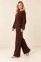 Women's Coffee Boat Neck Off-Shoulder Loose Blouse Wide Leg Pants Two-Piece Set Hzl26S-Wm234 - 3