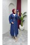 Gold Brooch Detail, Lace-Up, Wear-And-Go Denim Kimono - 3