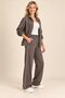 Women's Coffee Stripe Detailed Zippered Oysho Jacket Wide Leg Pants Double Set Hzl28W-Wm568 - 3