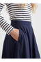 Lcw Vision Navy Blue Camisole Straight Long Women's Skirt with Nevavm Difference - 3