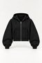 Black 3 Threaded Iron Zipper Oversize Waist Length Sweatshirt