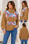 Women's Plush Sweatshirt – Ethnic Patterned Half-Zipper Stand Collar Oversize Model - 4
