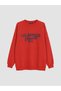 TWO MT SHOP QUALITY LCW Modest Red 3-Thread Brushed Inside Printed Oversized Women's Sweatshirt Tunic - 5