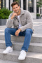 Men's Gray Oversize Plush Shirt Jacket – Oversize Double Pocket Buttoned Teddy Shirt - 5