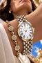Oval Case Gold Silver Women's Wristwatch - 3Atm Water Resistant Steel Band Japanese Movement Gift Special Box Ghmb3024C4 - 3
