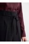 Black Petite Regular Fit Belted Women's Trousers - 3