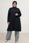 38501 Large Size Basic Combed Cotton Tunic - Black