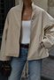 New Season Beige Oversize Stand Collar Women's Jacket Coat - 2
