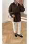 Women's Front-Seamed and Buttoned Waist-Tied Hijab Modal Shirt - Plum - 3