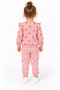 27810-26 Girl's Flower Printed Ruffle Detailed Snap Fastener Sweatshirt and Sweatpants Set 9-24 Months - 4
