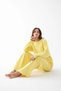 Women's Oversized Yellow Patterned Cotton Thick Pajamas Set - 4