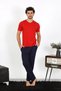 Men's Combed Cotton Red 3-Piece Pajama Set - 7
