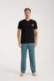 Men's Button Collar Black Short Sleeve Pajama Set