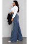 Women's Plus Size High Waist Wide Leg Washed Knitted Denim Jeans - 2
