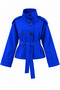 High Collar Buttoned Waist Tie Saks Blue Trench Coat - 2