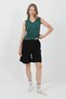 Women's Thick Strap Cotton Combed Shorts Set Green