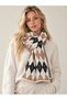 Baklava Pattern Scarf Hat Set - Angora Soft Knitwear Plaid Checkered - 4