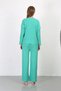 Women's Wrinkled Fabric Pajama Set Green - 5