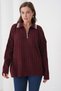 Women's Shirt Collar Half Zipper Corded Fabric Knitwear Sweater - 3