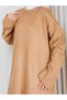 Women's Circular Neck Oversize Knitwear Tunic Sweater Tesettür - 2