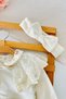 Lace Collar and Ruffle Detailed Bowknot Baby Girl 3-Piece Romper Set - Cream - 6