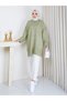 Women's Circular Neck Oversize Knitwear Tunic Sweater Tesettür - 4