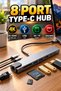 8-Port Type-C Hub – Multiplier with 4K Hdmi, Usb, Sd Card, and Ethernet Connections