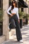 City Light – Women's Stone Detailed High Waist Wide Leg Black Women's Jean Denim Trousers - 5