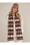 Baklava Pattern Scarf Hat Set - Angora Soft Knitwear Plaid Checkered