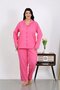 Women's Plus Size Cotton Pocketed Buttoned Pink Pajama Set
