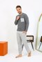 Men's Long Sleeve Combed Cotton Anthracite Pajama Set - 2