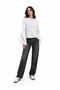 Women's Ecru Crew Neck Raglan Sleeve Basic Loose Sleeve Sweatshirt - 5